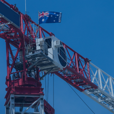 a crane with the australian flag on it
