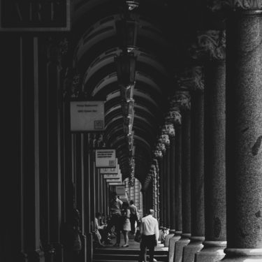black and white photo of martin place sydney