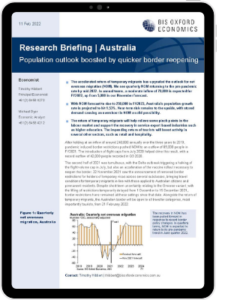 Australia's population outlook boosted by quicker border reopening Page1