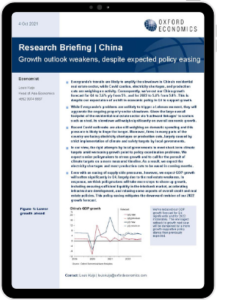 China Growth outlook weakens, despite expected policy easing