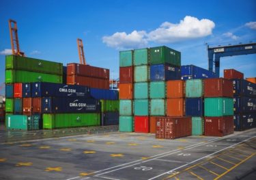 Steel container on container dock