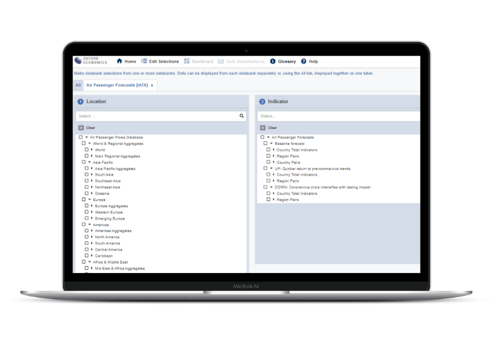 Image - screen with air passenger forecast databank view