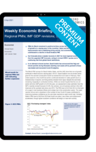 Regional PMIs; IMF GDP revisions; Saudi pilgrims 