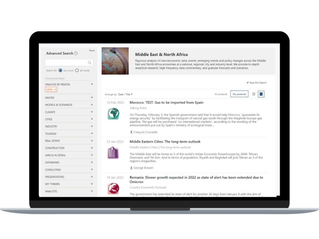 Middle East and North Africa Forecasting Service country report