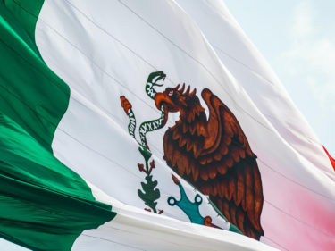 Mexican Flag waving in wind