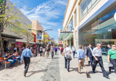 People walking along rundle mall in South Australia