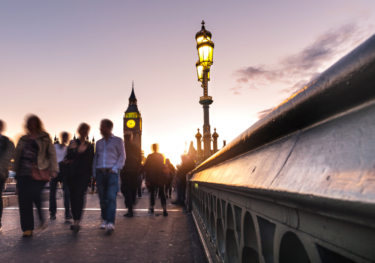 Westminster bridge and tourists
