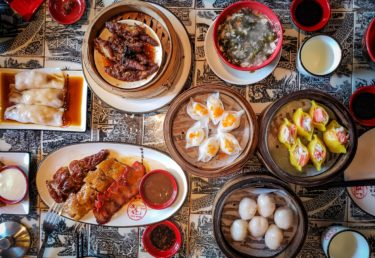 A spread of Asian food on a table