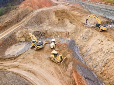Excavators digging
