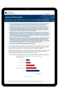 Businesses see tighter policy as the greatest economic risk