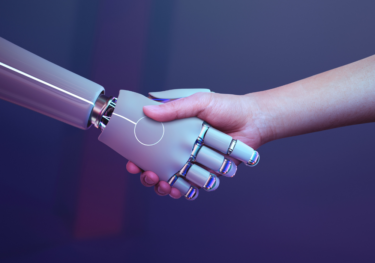 Robot shake hands with human