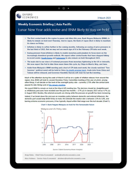 Asia Weekly Briefing: Lunar New Year adds noise and BNM likely to stay on hold