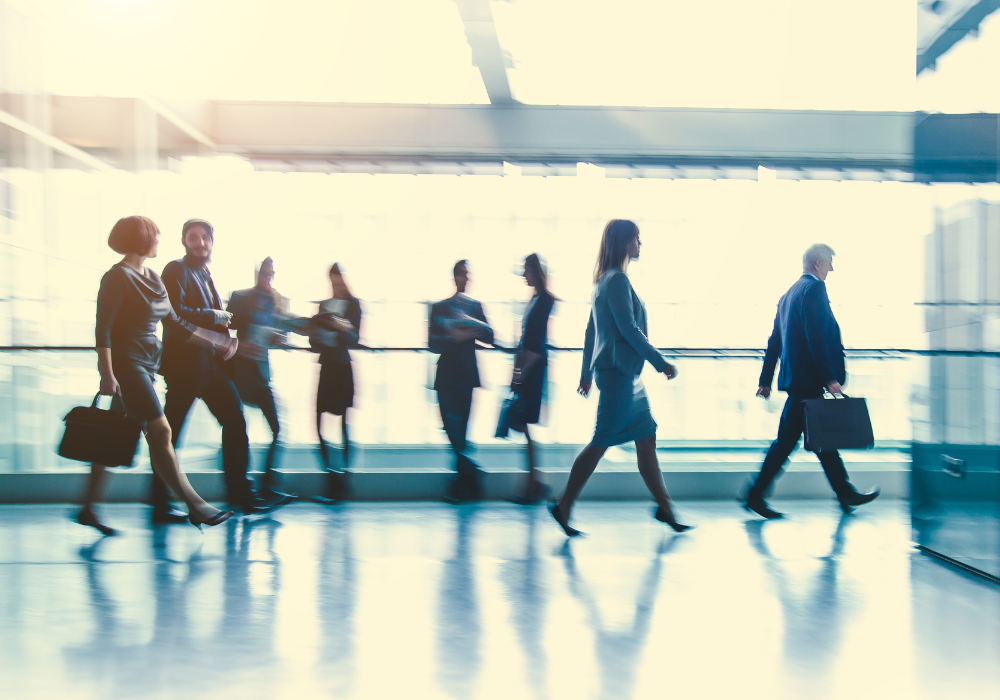 Walking business people