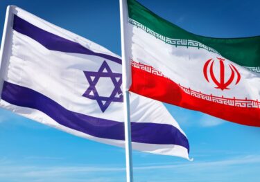 Flags of Iran and Israel