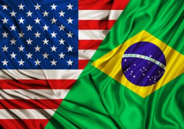 Flags of US and Brazil